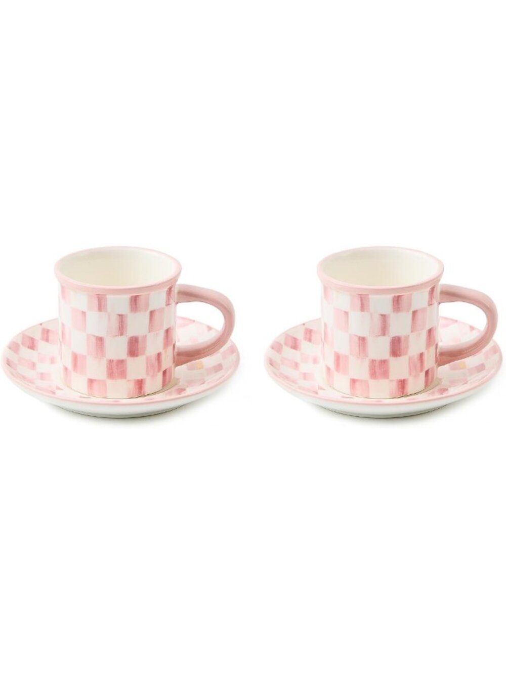 Chic Pink-and-White Rosy Check Espresso Cup & Saucer Set - Perfect for Coffee
